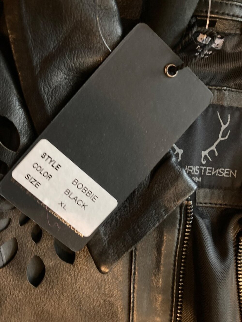 Bod & Christensen Laser-Cut Black Leather Jacket Floral Design Size XL New - Picture 4 of 6